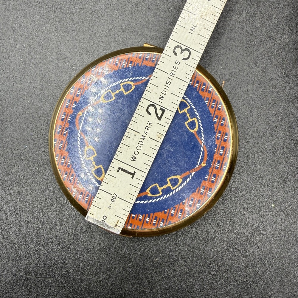 Vintage Stratton England Equestrian Horse Bit Powder Compact Mirror Round 3 In - Picture 3 of 14